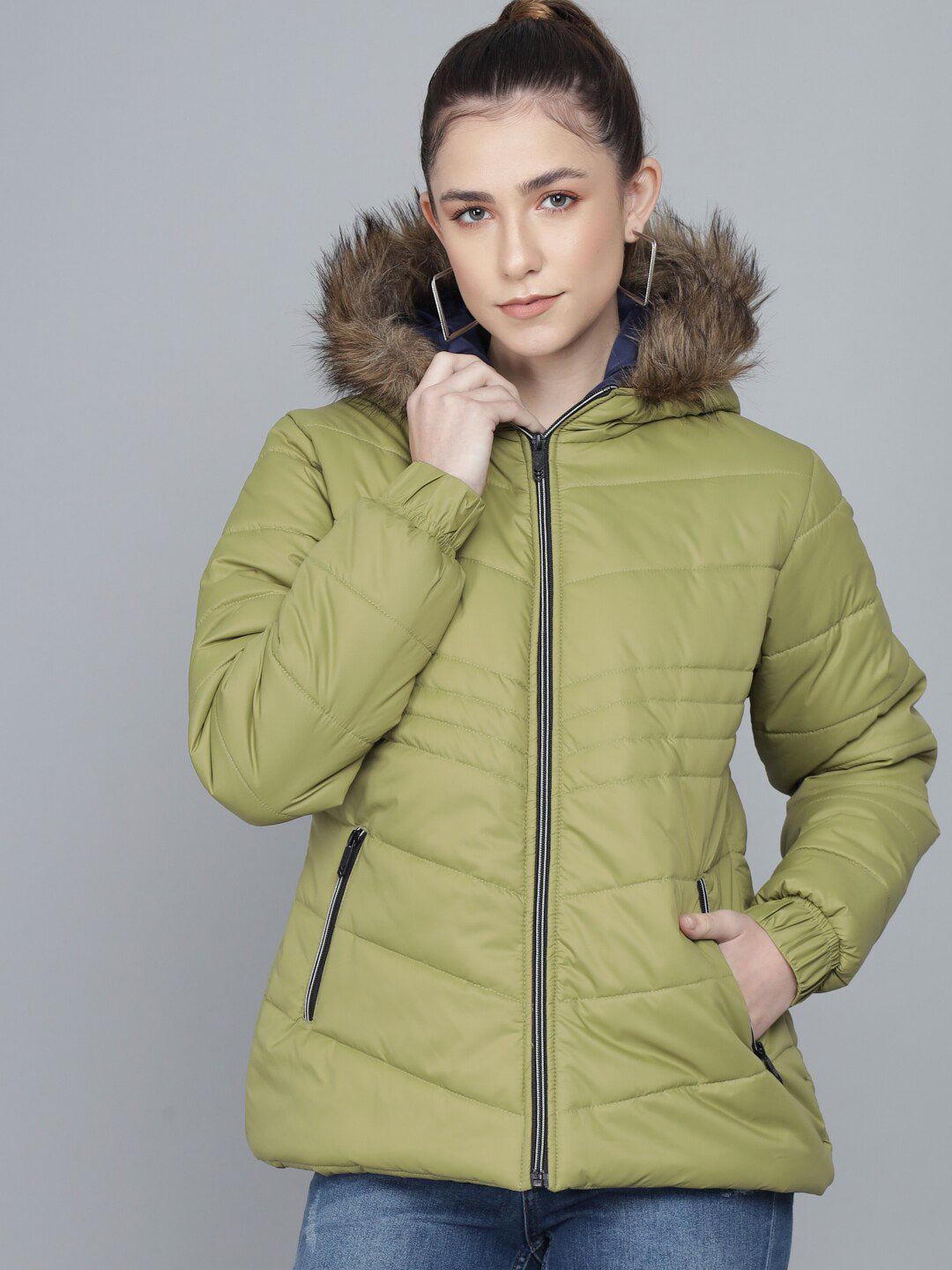 Kotty Women Green Lightweight Parka Jacket