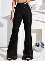 Kotty Women Relaxed Flared High-Rise Easy Wash Embellished Bootcut Trousers