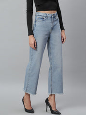 Kotty Women Blue Light Fade Clean Look Flared Jeans