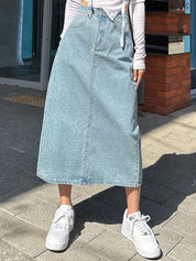 KOTTY Basics Straight Denim Midi Skirt