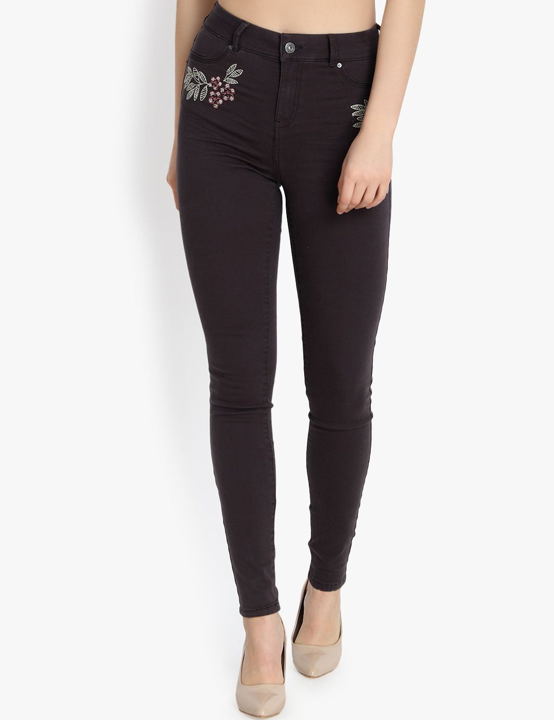 Kotty Women Black Skinny Fit High-Rise Clean Look Stretchable Jeans