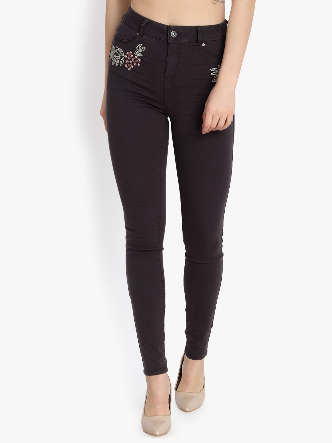 Kotty Women Black Skinny Fit High-Rise Clean Look Stretchable Jeans