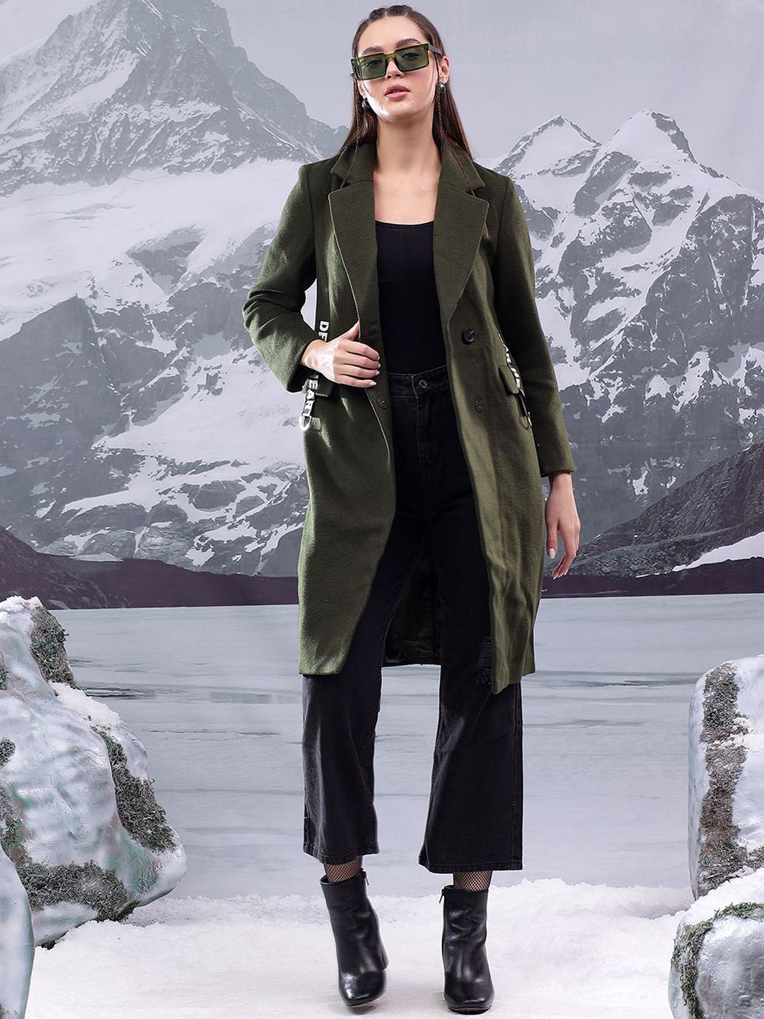 Kotty Women Notched Lapel Cotton Single-Breasted Overcoat