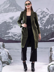 Kotty Women Notched Lapel Cotton Single-Breasted Overcoat