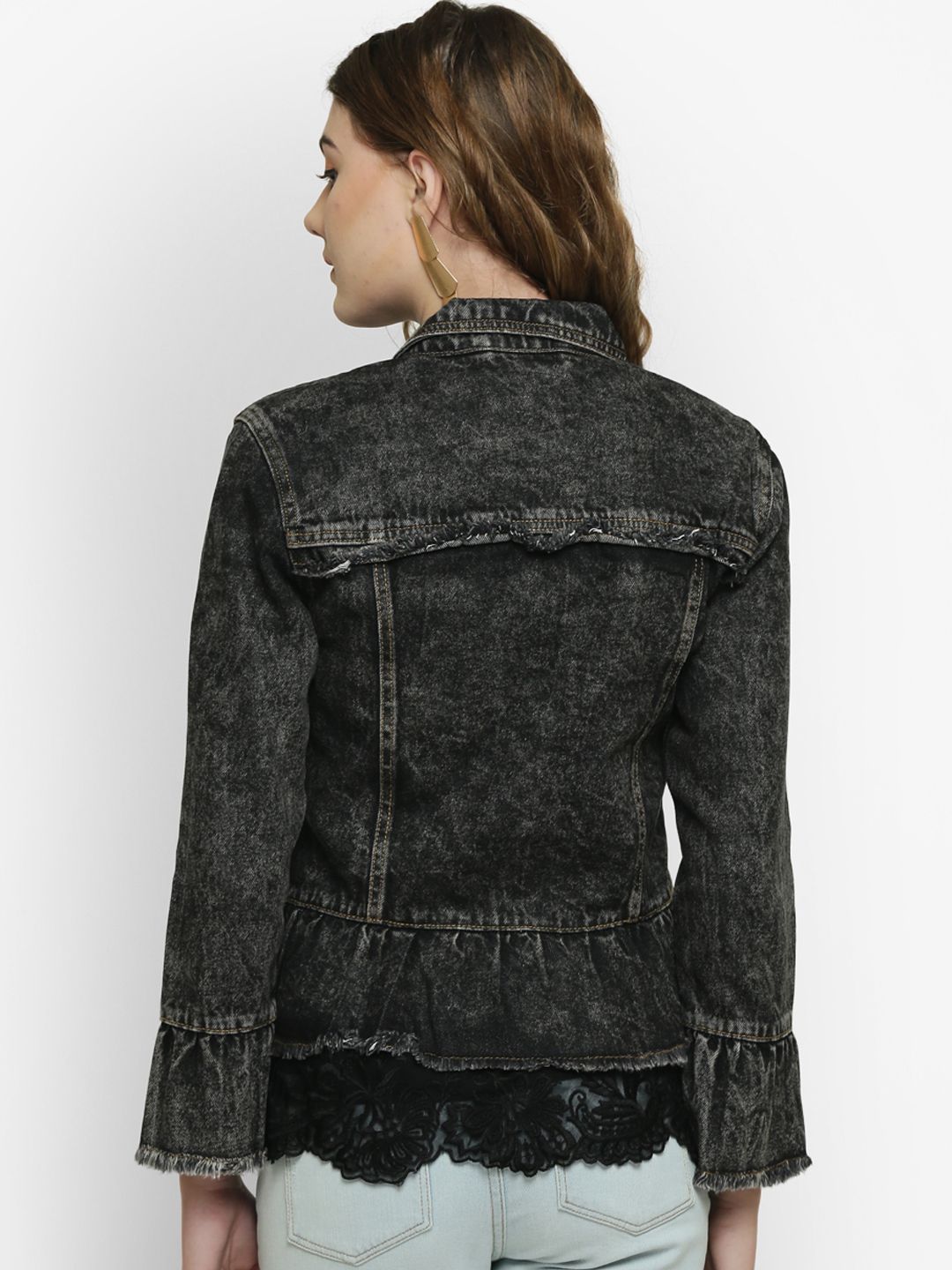 Kotty Women Black Solid Denim Jacket