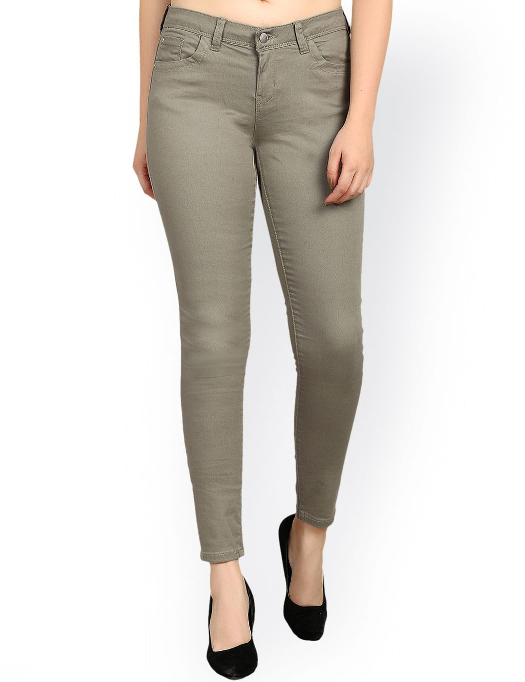 Kotty Women Grey Skinny Fit High-Rise Clean Look Stretchable Jeans