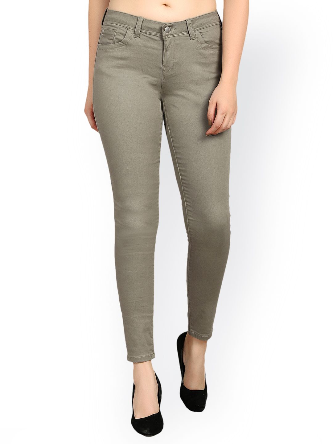 Kotty Women Grey Skinny Fit High-Rise Clean Look Stretchable Jeans