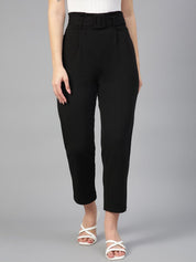 Kotty Women Relaxed Straight Fit High-Rise Easy Wash Pleated Trousers