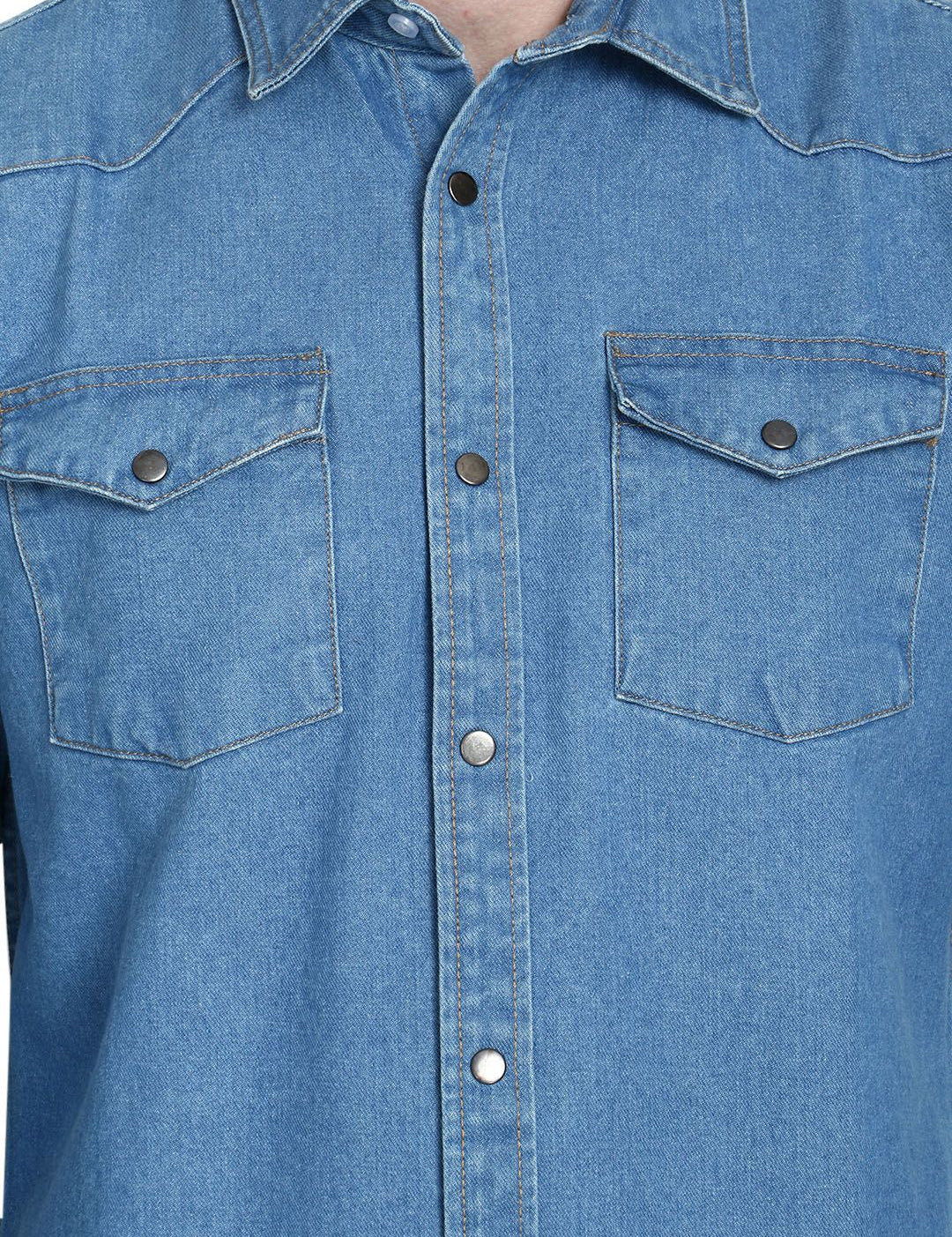 Kotty Men Blue Solid Lightweight Denim Jacket