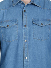 Kotty Men Blue Solid Lightweight Denim Jacket