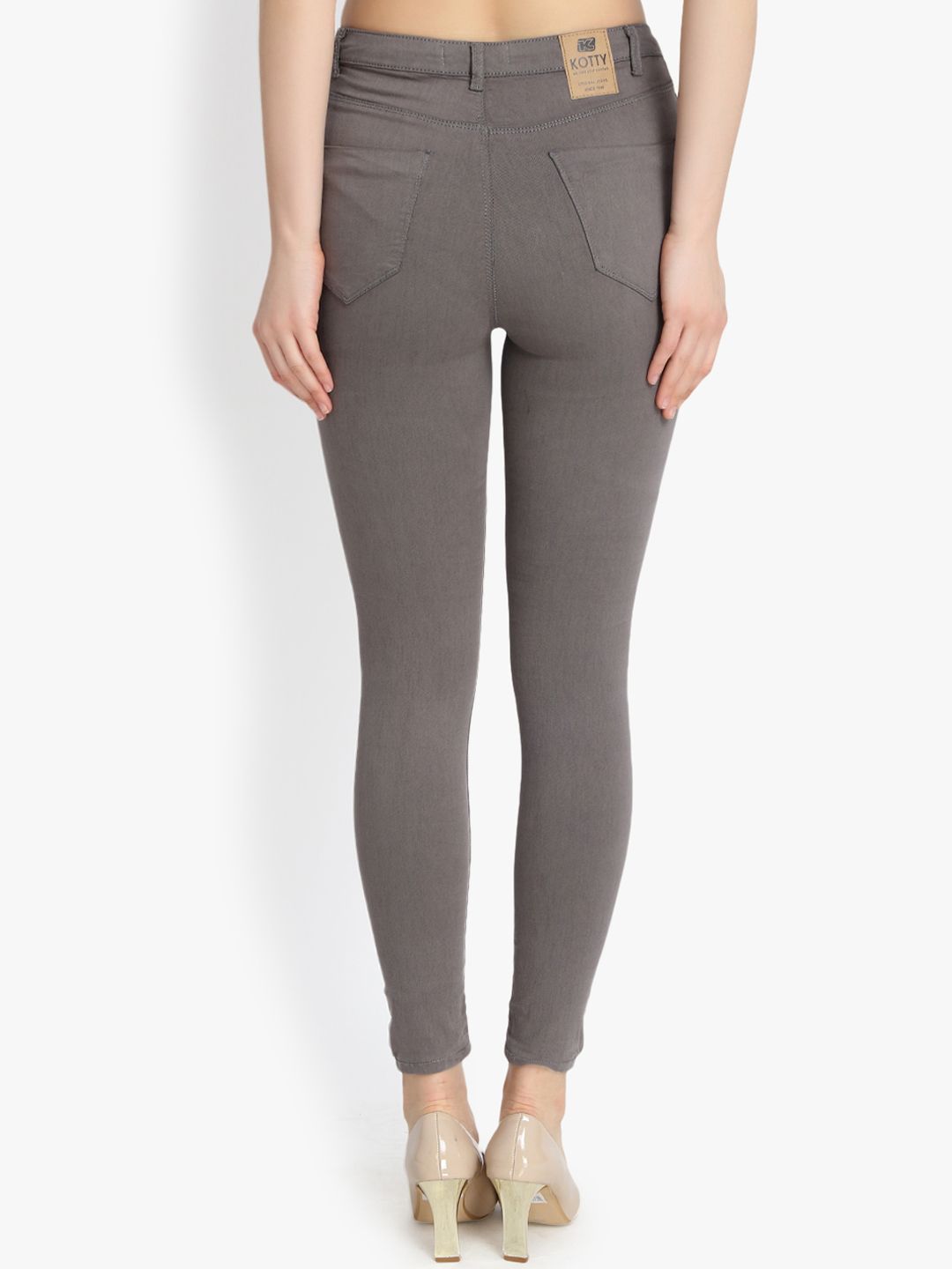 Kotty Women Grey Skinny Fit High-Rise Clean Look Stretchable Jeans
