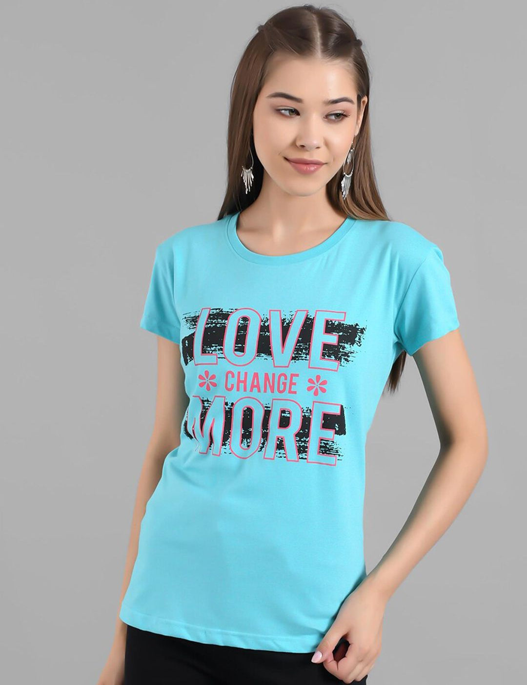 Kotty Typography Printed Round Neck T-shirt