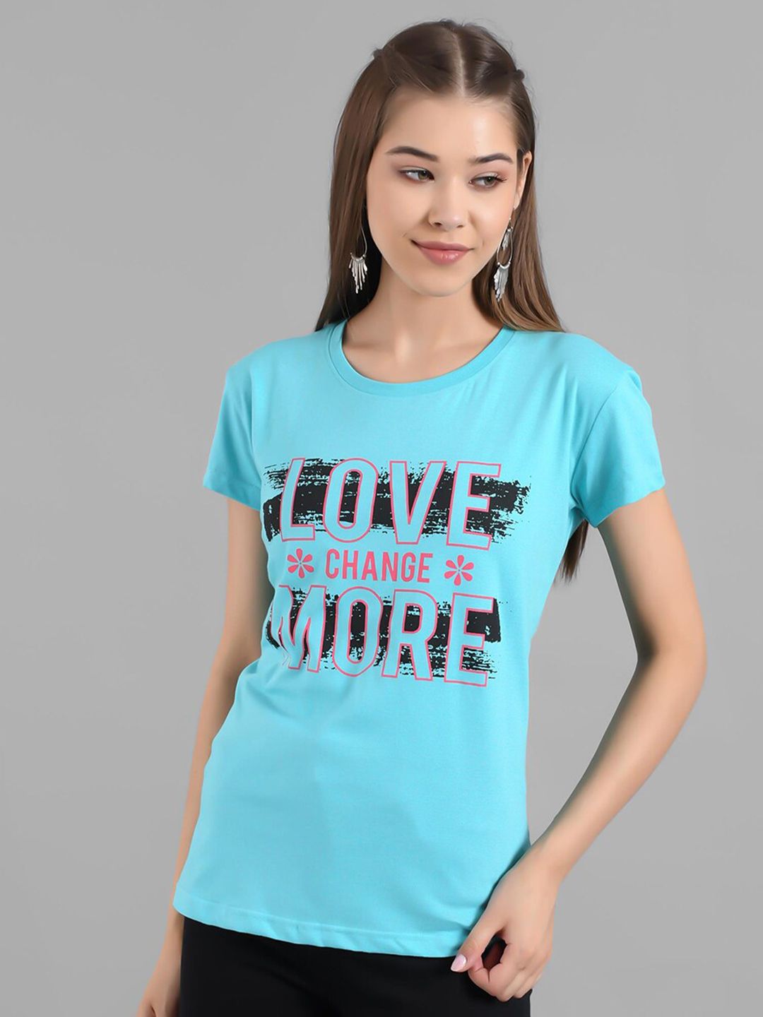 Kotty Typography Printed Round Neck T-shirt