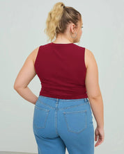 Plus Size Stylish Maroon Sleeveless Women’s Tops
