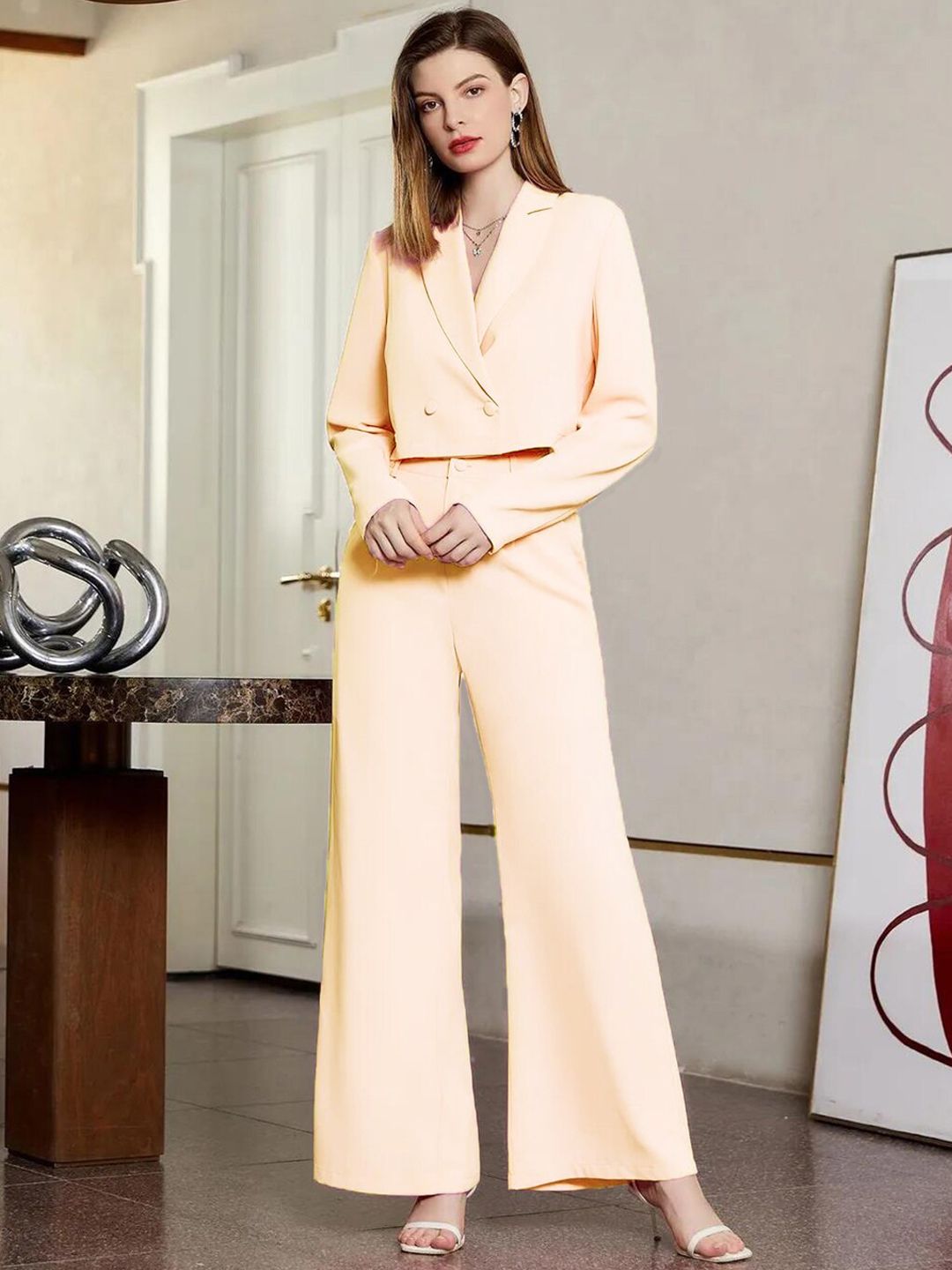 KOTTY Basics Women Relaxed Straight Leg Fit High-Rise Easy Wash Pleated Parallel Trouser