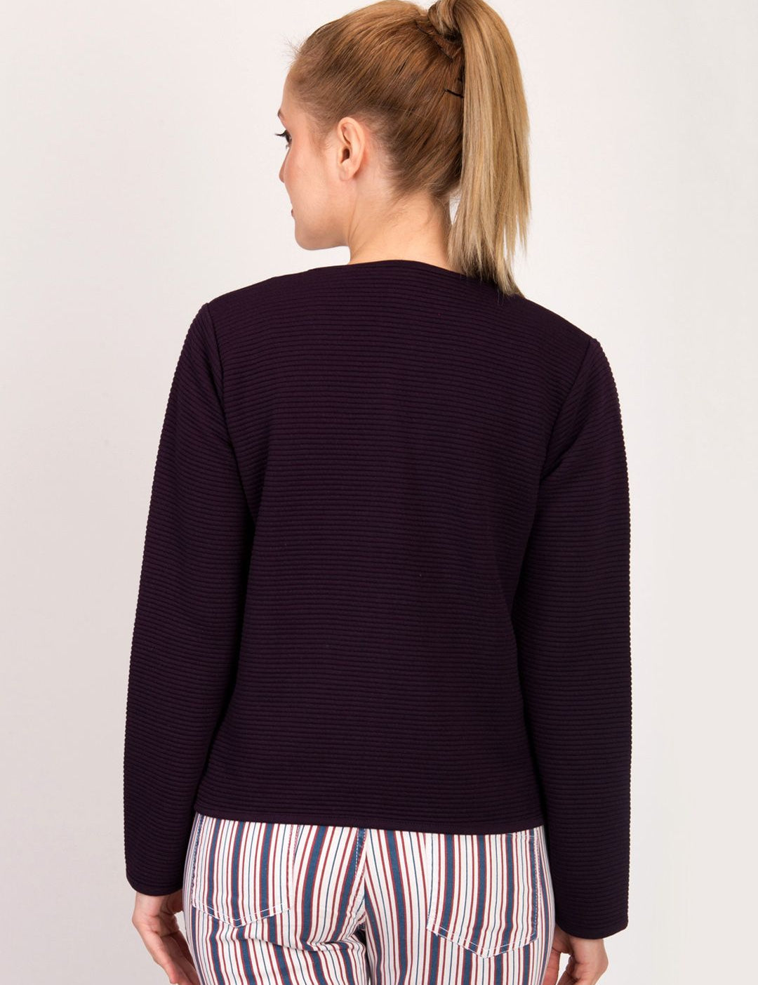 Kotty Women Purple Self Design Open Front Jacket