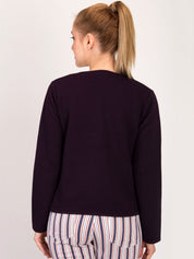 Kotty Women Purple Self Design Open Front Jacket