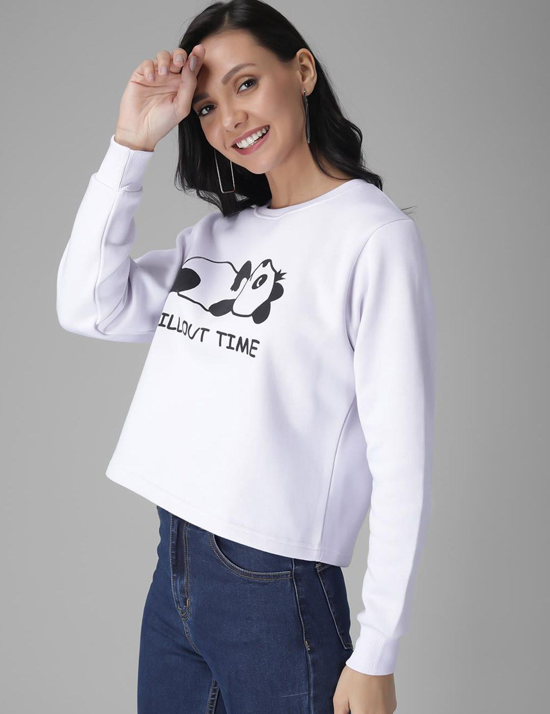 Kotty Women White Printed Sweatshirt