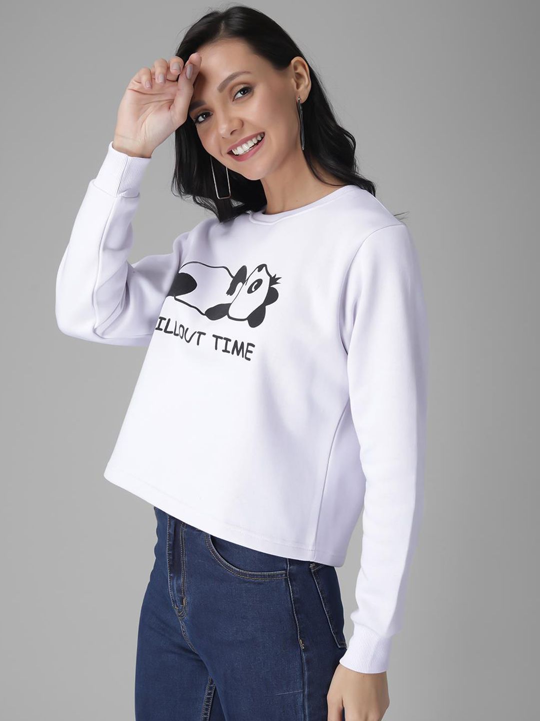 Kotty Women White Printed Sweatshirt