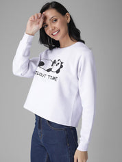 Kotty Women White Printed Sweatshirt