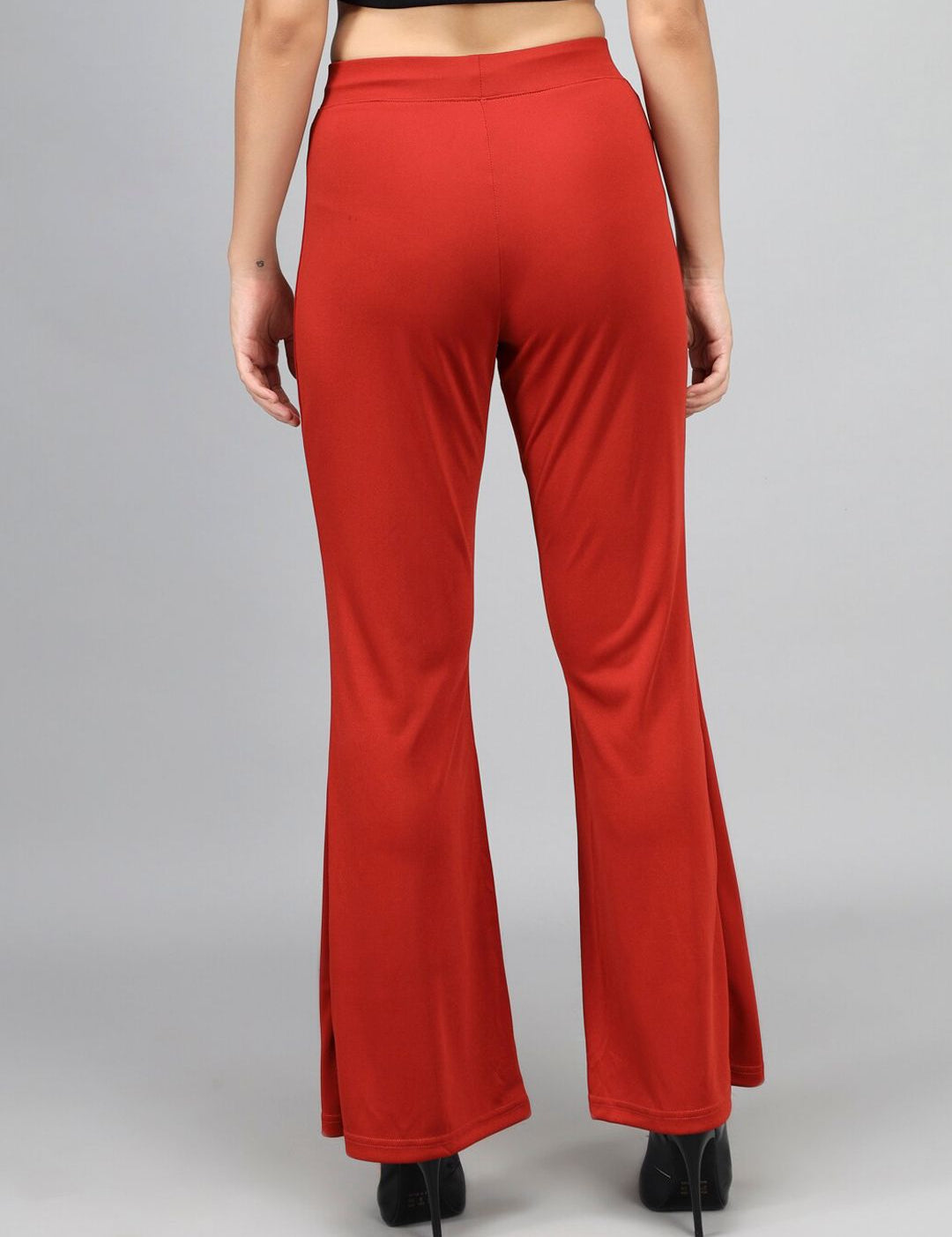 Kotty Women Maroon Flared High-Rise Bootcut Trousers