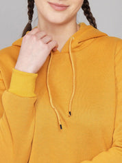 Kotty Women Mustard Solid Hooded Sweatshirt & Pants