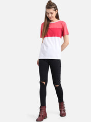 Kotty Women Multicoloured Colourblocked Round Neck T-shirt