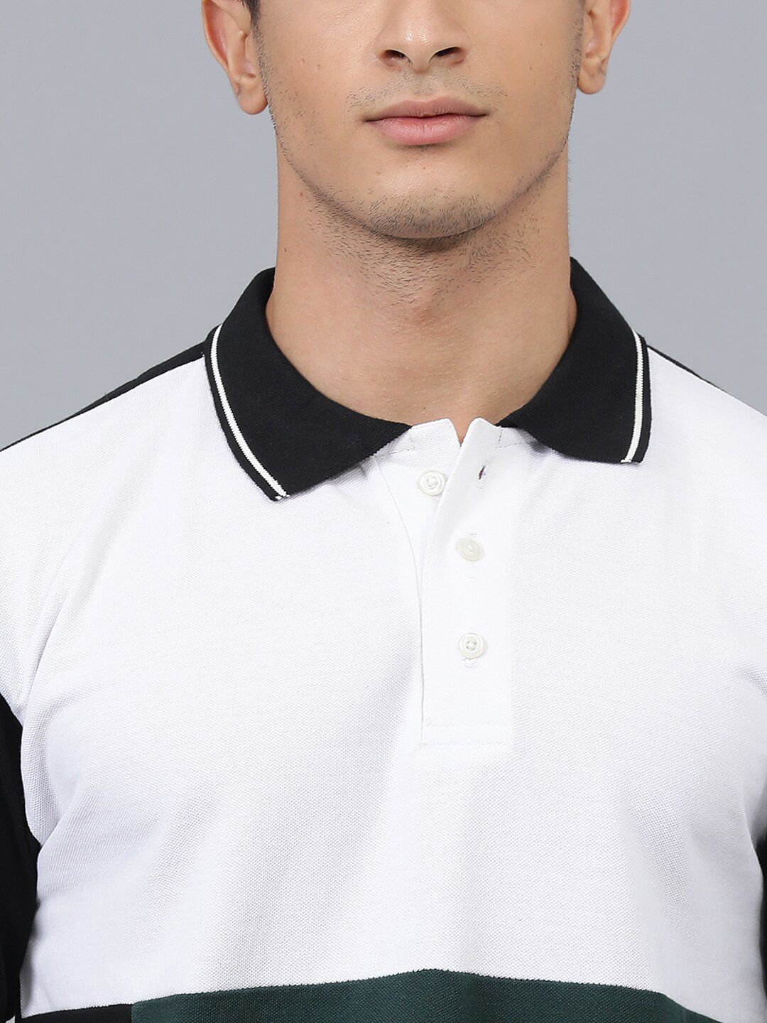 Kotty Colourblocked Polo Collar Cotton T-shirt