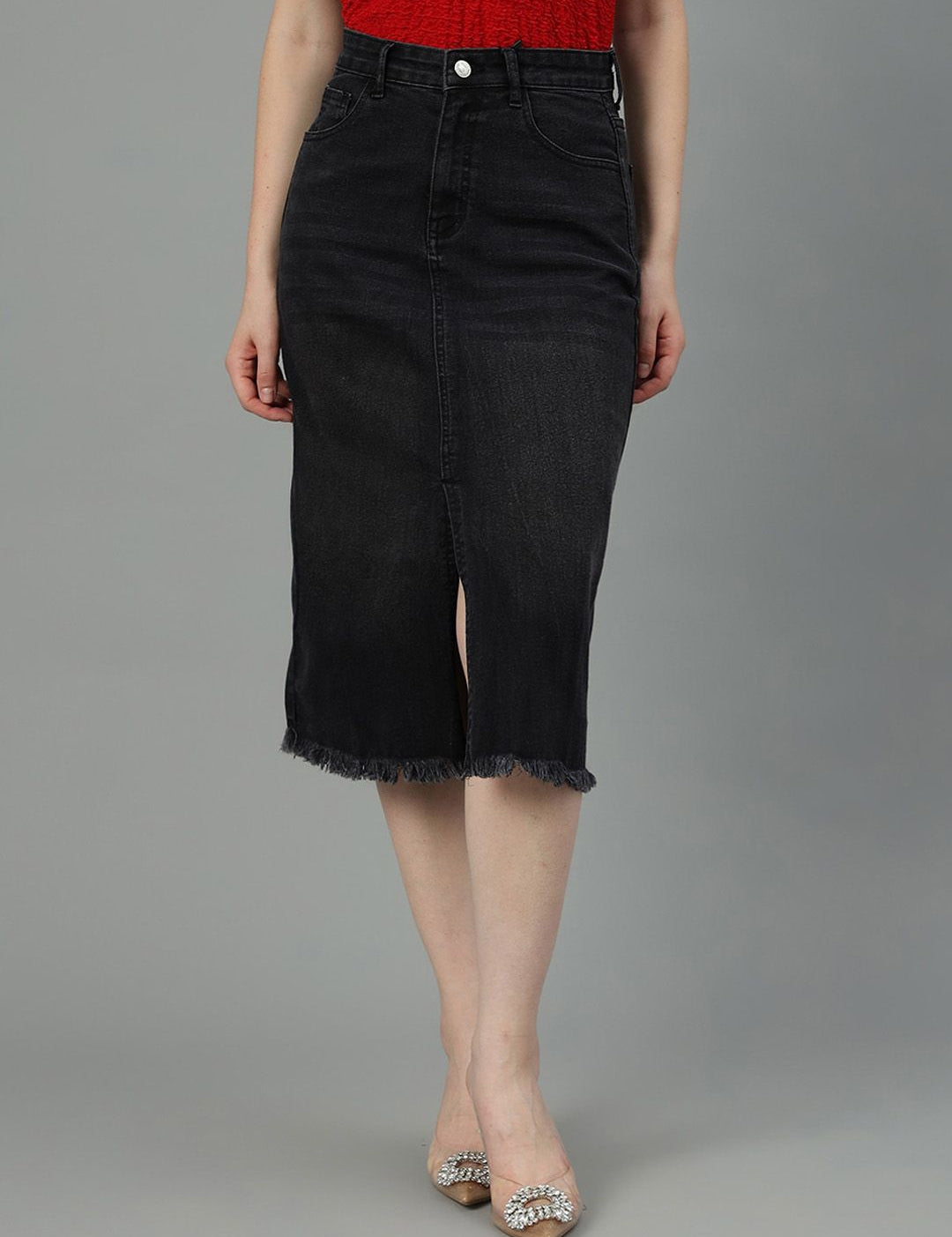 Kotty Cotton Straight Midi Skirt