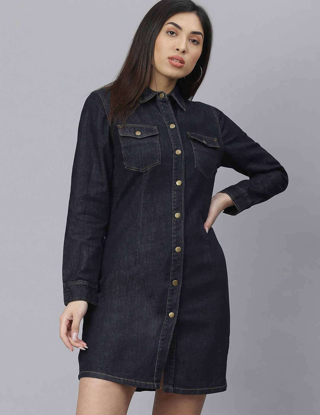 Kotty Women Blue Solid Shirt Dress