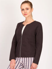 Kotty Women Black Self Design Tailored Jacket