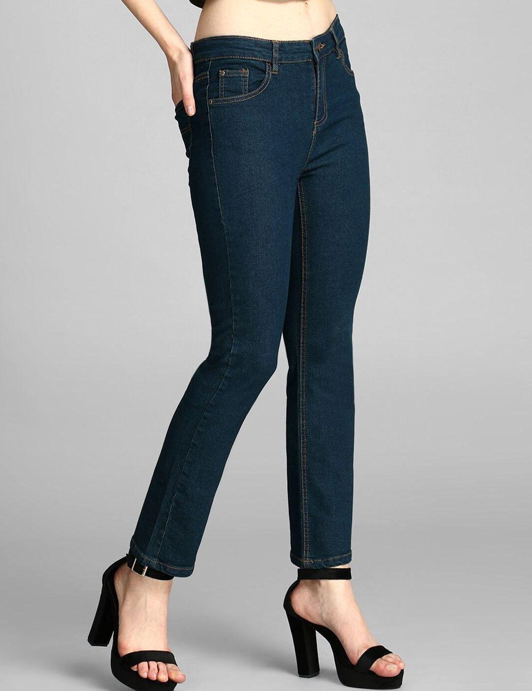 Kotty Women Blue Skinny Fit High-Rise Clean Look Cotton Jeans