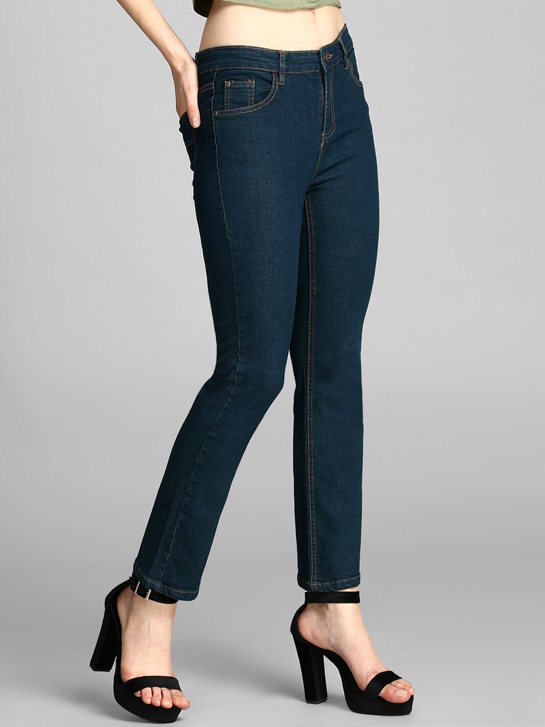 Kotty Women Blue Skinny Fit High-Rise Clean Look Cotton Jeans