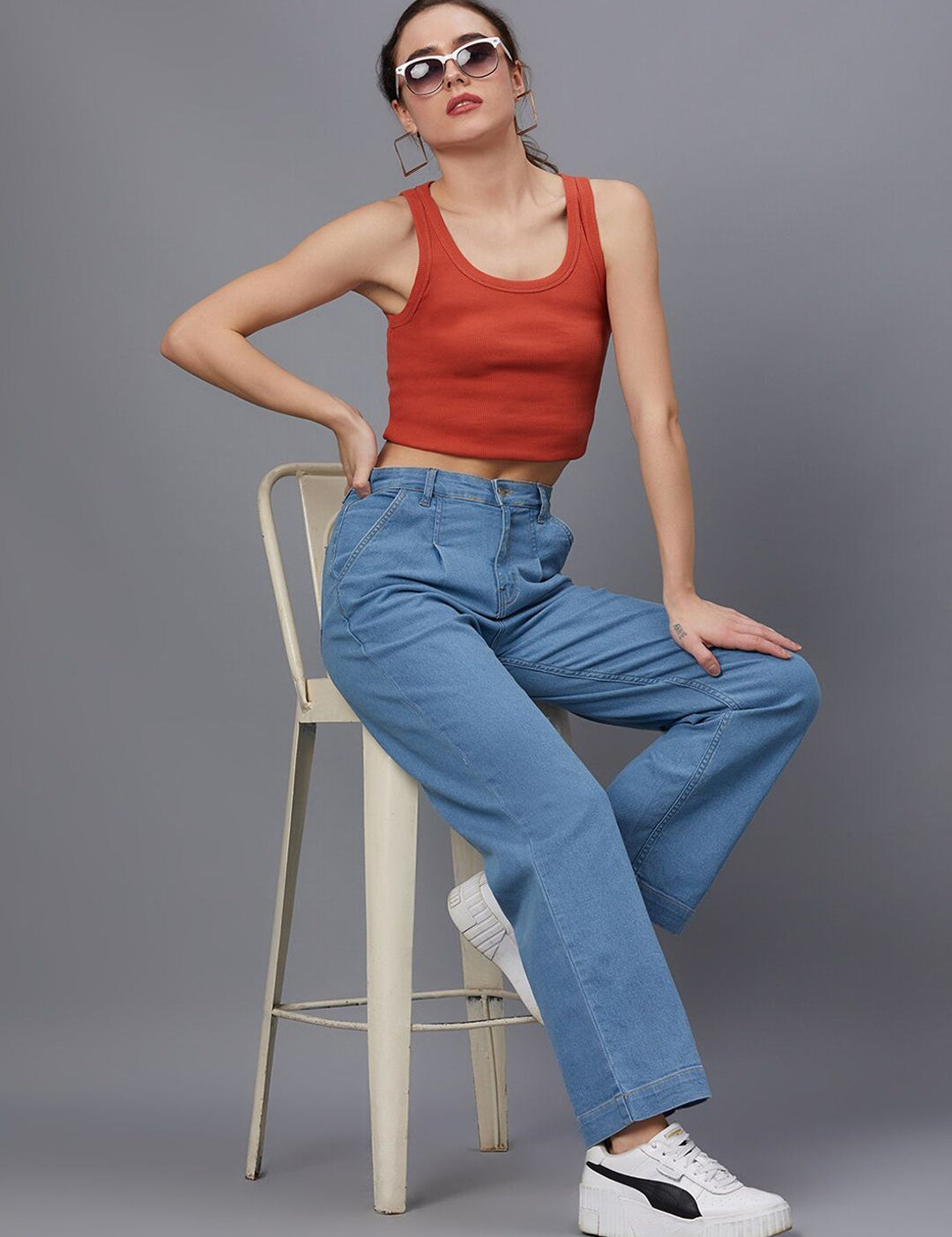 Kotty Women Blue Jean Straight Fit Stretchable Jeans