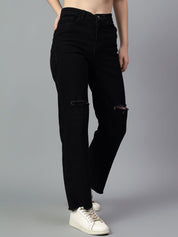 Kotty Women High-Rise Slash Knee No Fade Stretchable Jeans