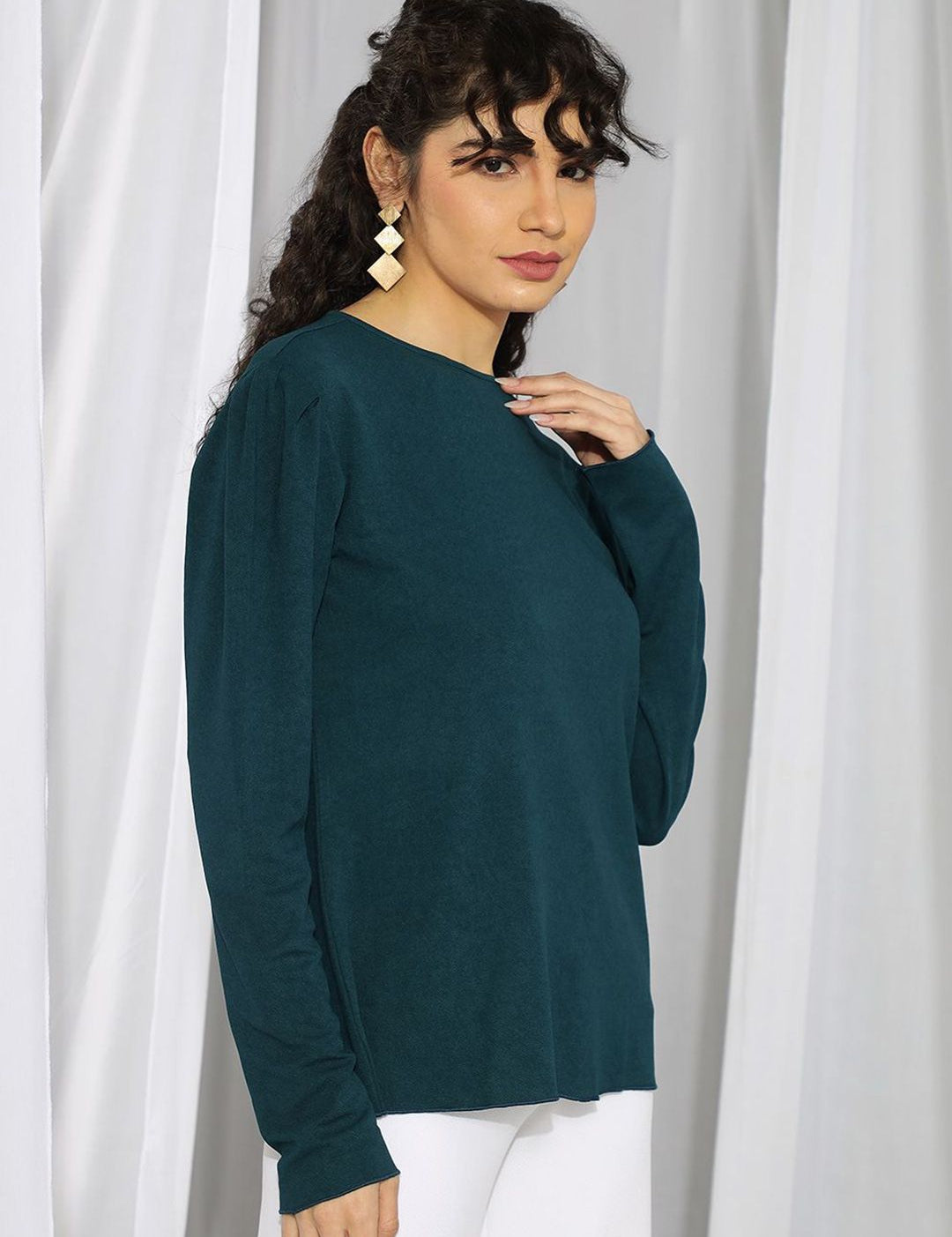 Kotty Women Round Neck Long Sleeves Top