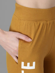 Kotty Women Mustard Yellow & White Printed Joggers