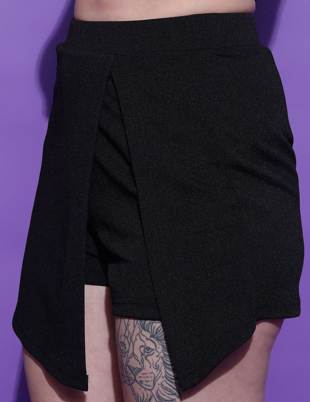 Kotty Black Round Neck Top with Skirt 