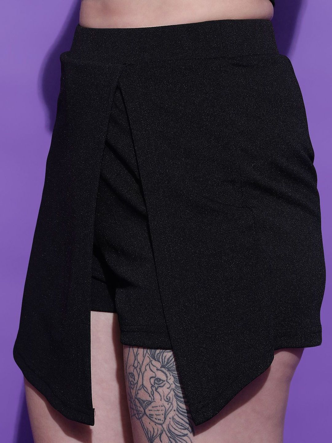 Kotty Black Round Neck Top with Skirt 