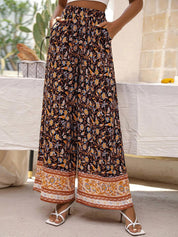 Kotty Women Multicoloured Ethnic Motifs Printed Flared High-Rise Trousers