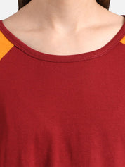 Kotty Women Maroon Solid Round Neck T-shirt