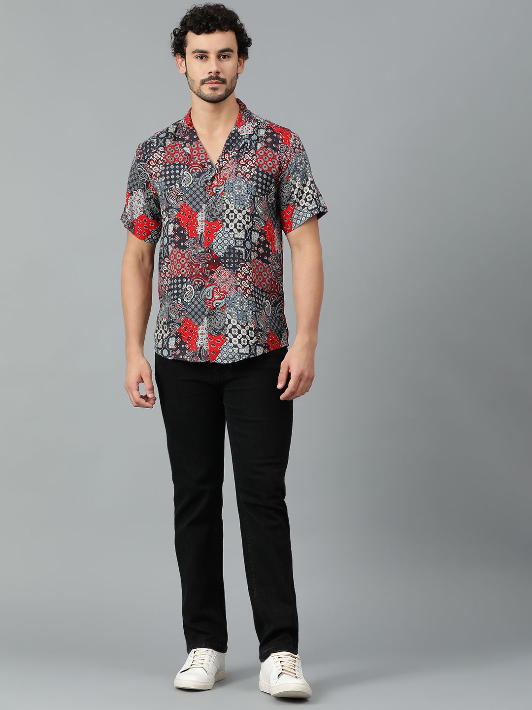 Kotty Men Conversational Scarf Printed Casual Shirt