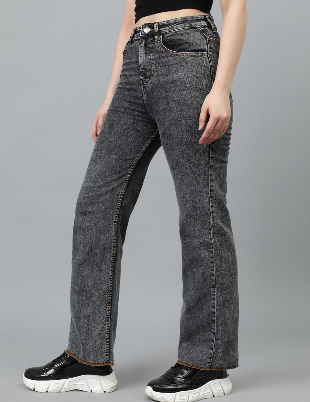 Kotty Women Jean Straight Fit Clean Look Light Fade Crinkle Stretchable Jeans