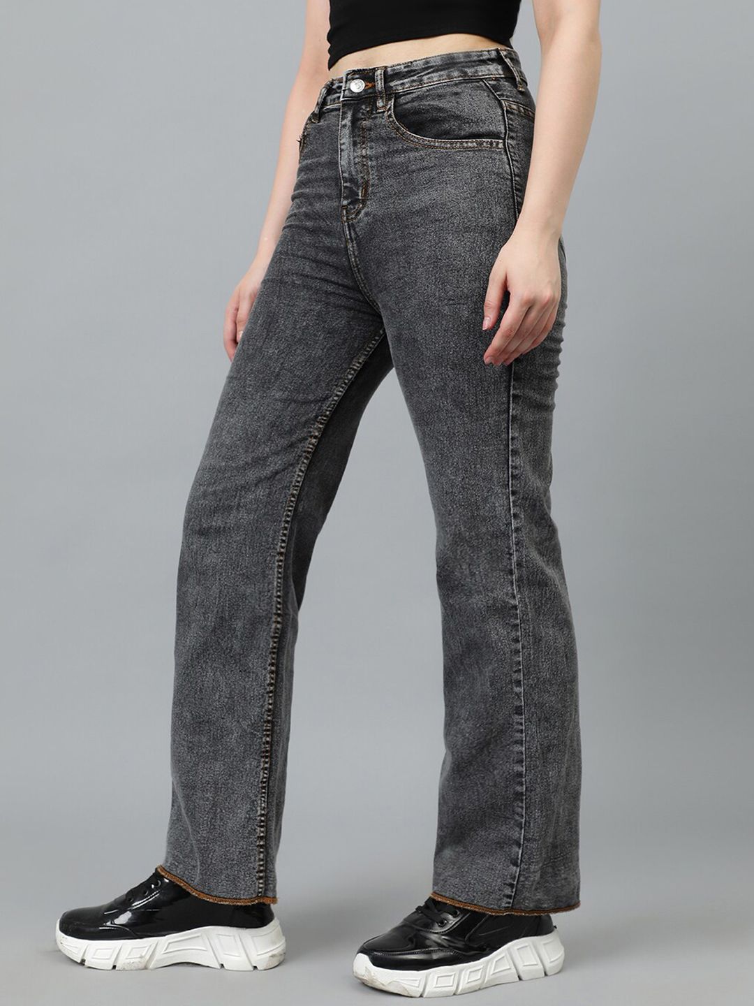 Kotty Women Jean Straight Fit Clean Look Light Fade Crinkle Stretchable Jeans