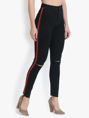 Kotty Women Black Skinny Fit High-Rise Slash Knee Jeans