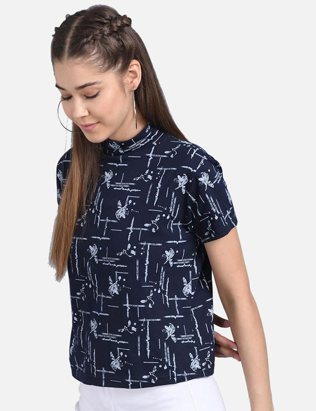 Kotty Floral Printed Pure Cotton High Neck Top