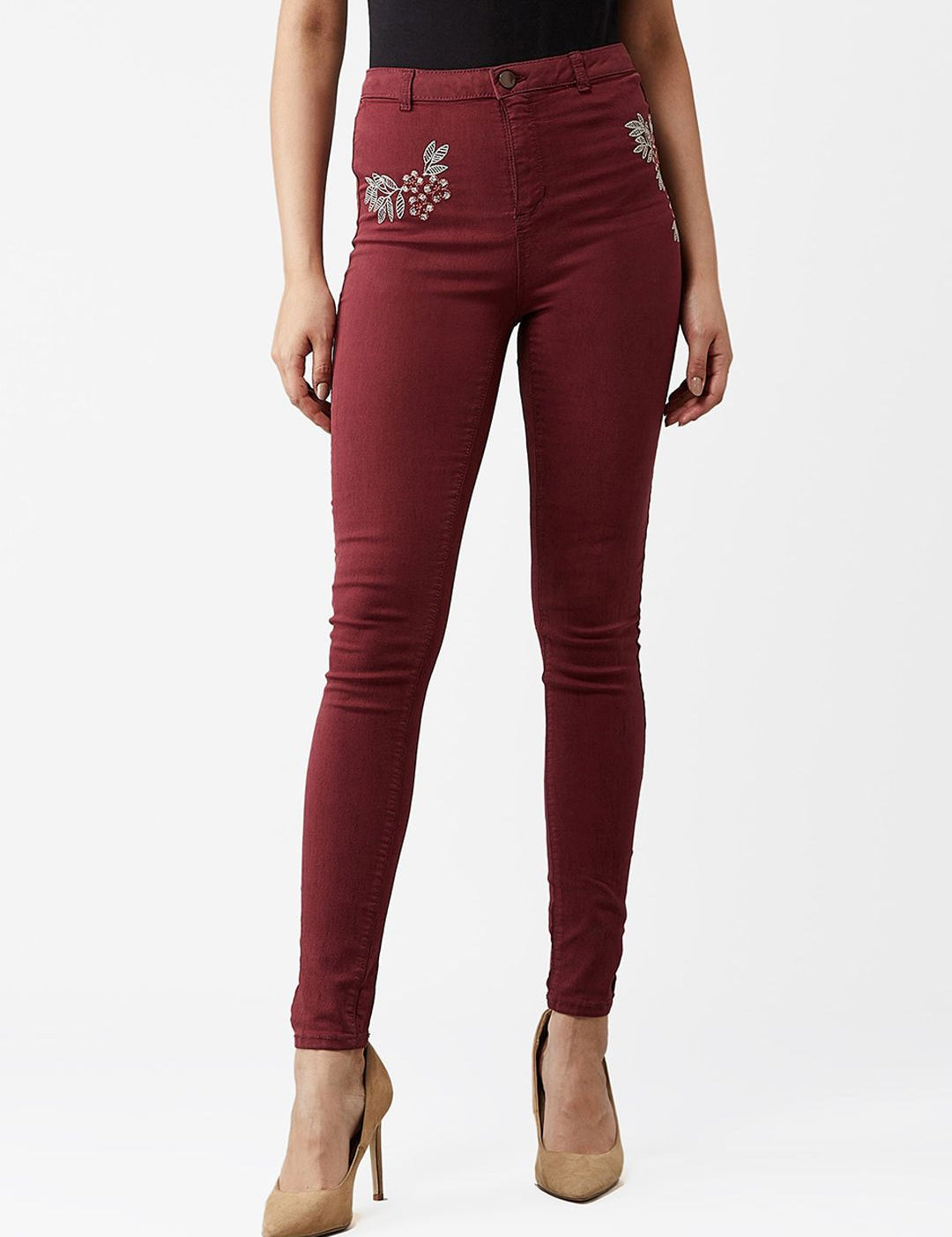 Kotty Women Maroon Skinny Fit Jeans
