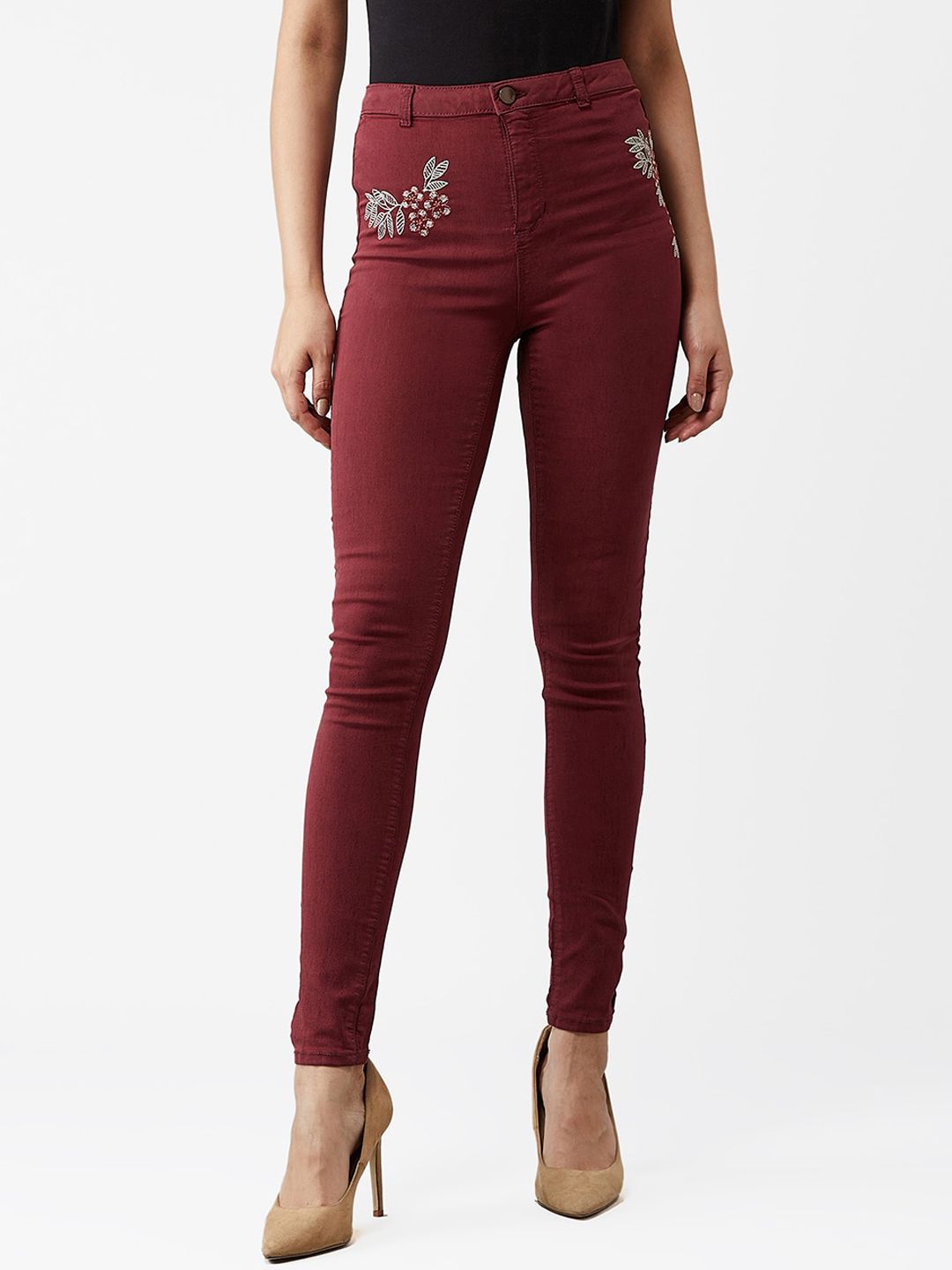 Kotty Women Maroon Skinny Fit Jeans