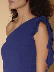 Kotty Blue One Shoulder Top With Skirt