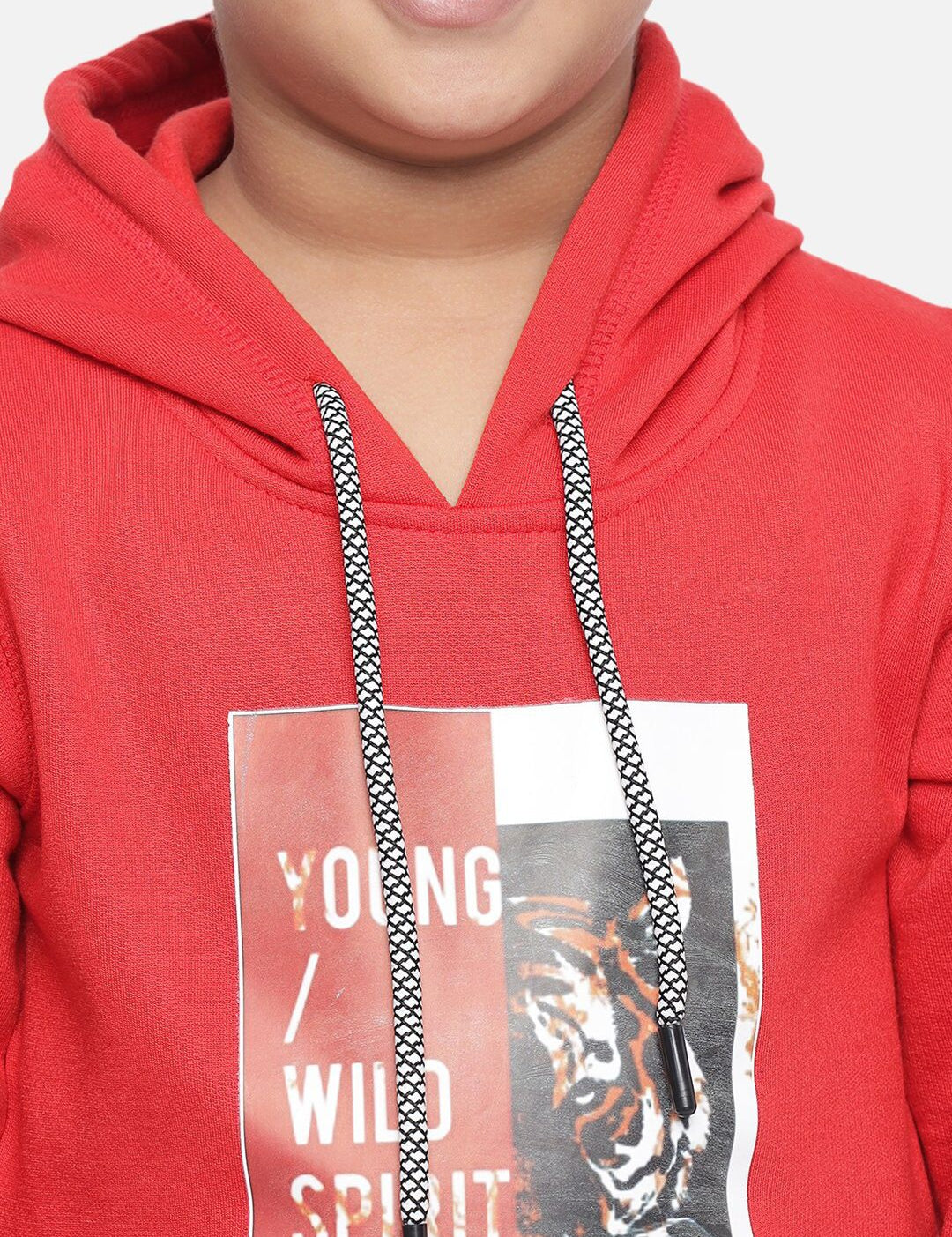 Kotty Boys Red Printed Fleece Sweatshirt